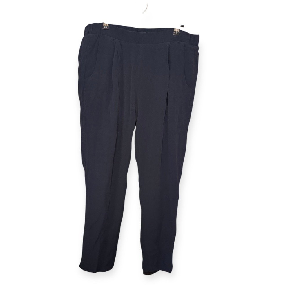 Anthropologie LEIFNOTES Womens Black Cropped Pants Pleated Elastic Waist‎ Size 2